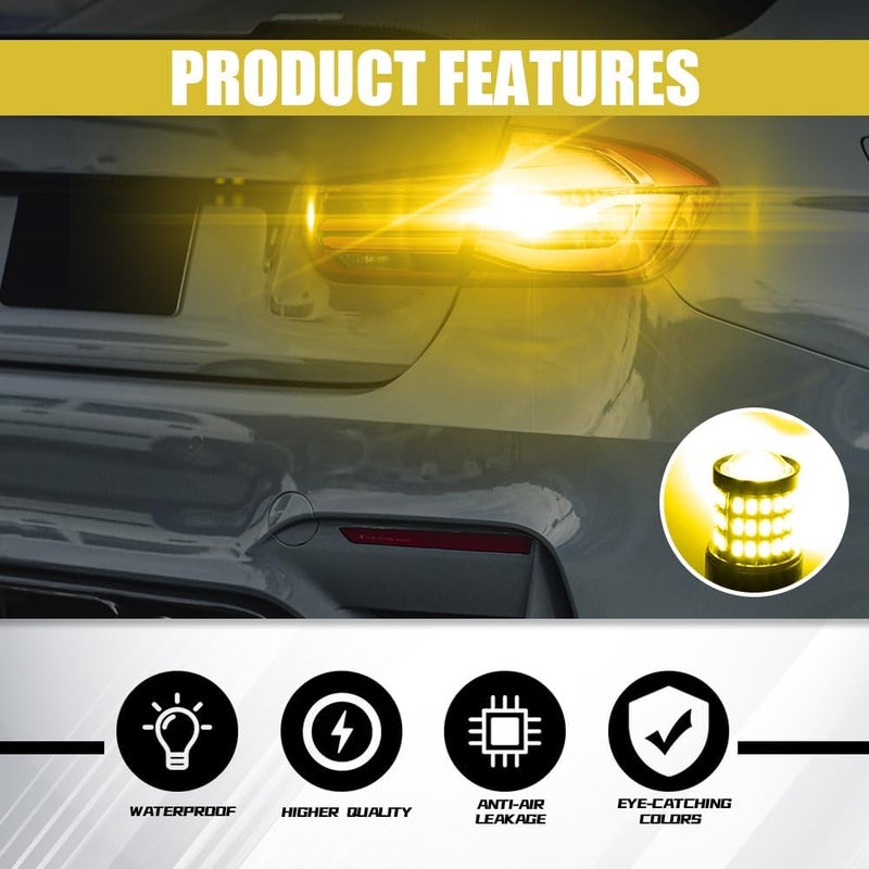 PACLVIO 7443 7440 LED Bulb for Reverse Lights, 2024 Upgraded Super Bright T20 7441 7444 W21W LED Lamps with Projector Lens, Replacement for Backup Tail Brake Parking Lights DRL, Pack of 2 (Yellow) - Image 4
